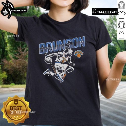 Jalen Brunson ladies tee from Nice DraftKings X NBPA, featuring stylish design and vibrant team colors for basketball fans.