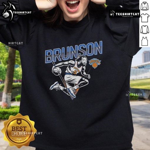 Jalen Brunson sweatshirt featuring Nice DraftKings and NBPA logos, perfect for fans and basketball enthusiasts.