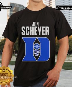 Duke Blue Devils Basketball Coach of the Year Jon Scheyer T-shirt, featuring vibrant team colors and logo design.