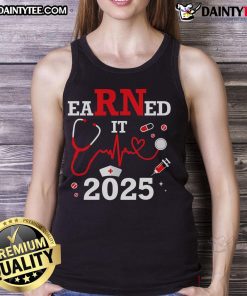 Nice Earned It 2025 Nurse Graduation Tank Top in vibrant colors, perfect for celebrating nursing graduates.