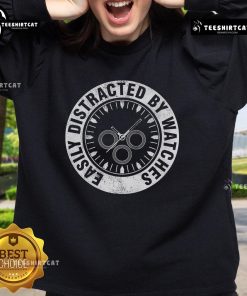 Cozy sweatshirt for watch lovers featuring 'Easily Distracted by Watches' design, perfect for horologists and collectors.