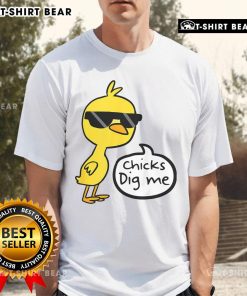 Yellow Easter chick graphic on a 'Dig Me' T-shirt for a cheerful Happy Easter celebration.