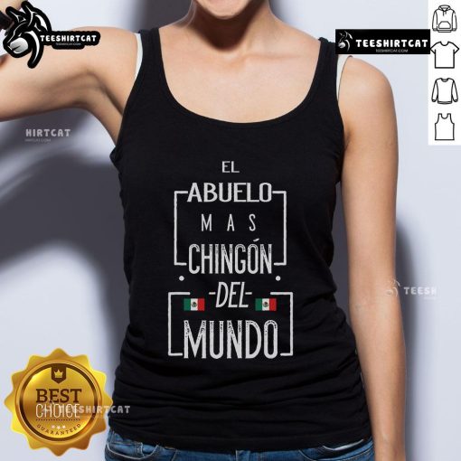 Men's tank top featuring the Nice El Abuelo Mas Chingon design with a Mexican flag, perfect for casual wear.