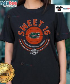 Nice Florida Basketball 2025 Sweet Sixteen Ladies Tee featuring vibrant colors and stylish design for fans.