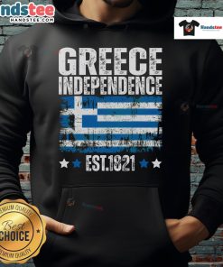 Alt Text: Nice Greece Independence Day hoodie featuring the Greek flag, established 1821, perfect for celebrating Greek heritage.