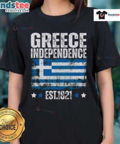 Stylish ladies' tee featuring the Greek flag, celebrating Greece Independence Day, established 1821.