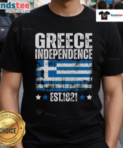Nice Greece Independence Day T-Shirt featuring Greek flag design, established 1821, perfect for celebrating Greek heritage.