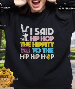 Alt Text: Stylish Nice Hip Hop Hippity Easter Bunny Sweatshirt featuring a colorful bunny design perfect for Easter celebrations.