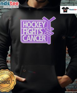 Stylish hoodie featuring 'Hockey Fights Cancer' design, perfect for hockey lovers supporting cancer awareness.