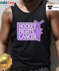 Trendy hockey lover tank top design supporting Hockey Fights Cancer with a stylish, bold graphic for fans.