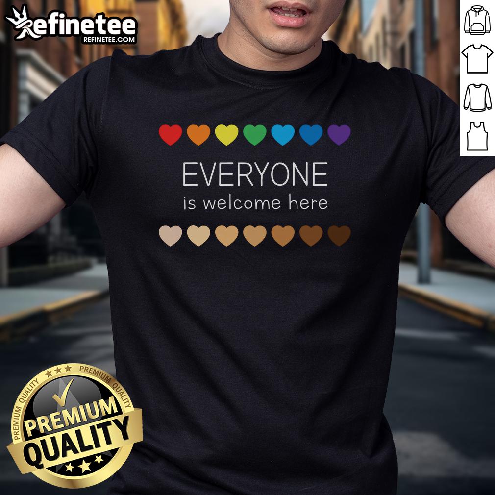 Nice Idaho Teacher Support Everyone Is Welcome Here Hearts T Shirt Nice Idaho Teacher Support Everyone Is Welcome Here Hearts T-Shirt showcasing a vibrant design promoting inclusivity and education.