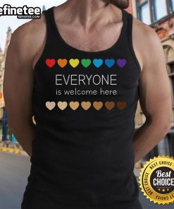 Alt Text: Nice Idaho Teacher Support tank top with hearts, promoting inclusivity and welcoming everyone in education.