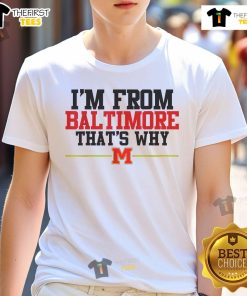 Alt Text: Nice I'm From Baltimore That's Why T-Shirt featuring bold text design, perfect for proud Baltimore fans.