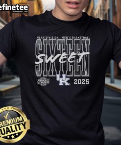 Nice Kentucky Wildcats 2025 NCAA Men's Basketball Tournament Sweet 16 T-Shirt featuring team colors and logo.