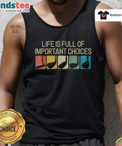 Vintage tank top featuring 'Life Is Full of Important Choices' golf design, perfect for golf enthusiasts and casual wear.