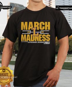 Nice Lipscomb Bisons 2025 March Madness D1 Men's Basketball T-Shirt featuring team colors and logo for fans.