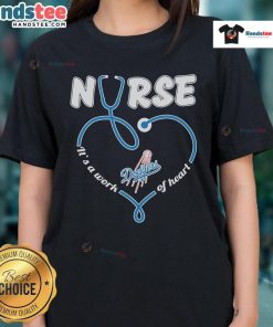 Nice Los Angeles Dodgers Nurse It's a Work of Heart Ladies Tee featuring team logo and heart design, perfect for fans.
