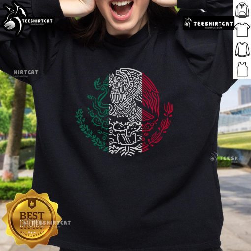 Stylish Nice Mexican Eagle Escudo Mexico Flag Sweatshirt featuring vibrant colors and detailed emblem design.