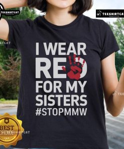 Red tee honoring Missing and Murdered Indigenous Women, promoting awareness and solidarity for their sisters.