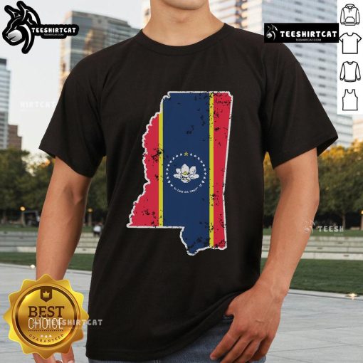 Weathered design Mississippi new state flag t-shirt for Southerners, showcasing pride and heritage in a stylish look.