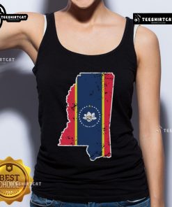 Weathered design Nice Mississippi New State Flag tank top for Southerners, showcasing Southern pride and style.