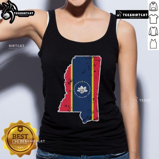 Weathered design Nice Mississippi New State Flag tank top for Southerners, showcasing Southern pride and style.