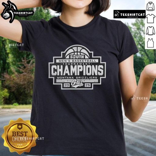 Alt Text: 2025 Big Sky Men's Basketball Conference Champions T-shirt featuring Nice Montana Grizzlies design for ladies.