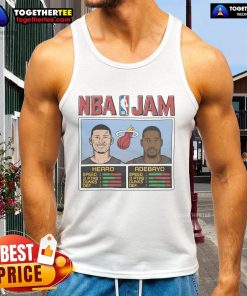 Nice NBA Jam tank top featuring Heat stars Tyler Herro and Bam Adebayo, perfect for basketball fans and fashion lovers.