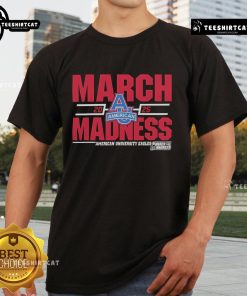 Alt Text: NCAA American University Eagles Division I 2025 March Madness Basketball T-Shirt in vibrant colors and sporty design.