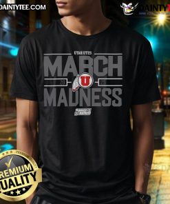 Alt Text: 2025 Utah Utes March Madness T-Shirt featuring NCAA Men's Basketball design, perfect for fans and supporters.