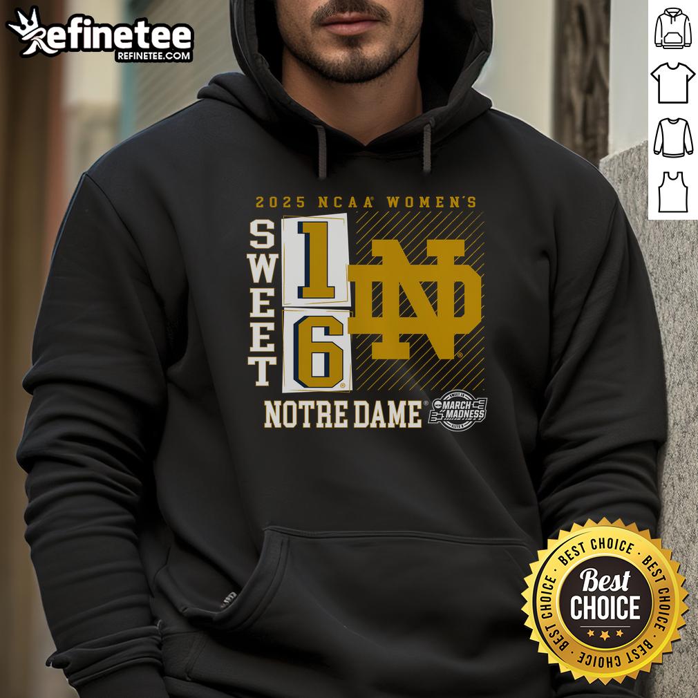 Nice Notre Dame Fighting Irish 2025 NCAA Women's Basketball Tournament March Madness Sweet 16 No Look Pass Hoodie Notre Dame Fighting Irish hoodie from the 2025 NCAA Women's Basketball Tournament Sweet 16 featuring a no-look pass design.