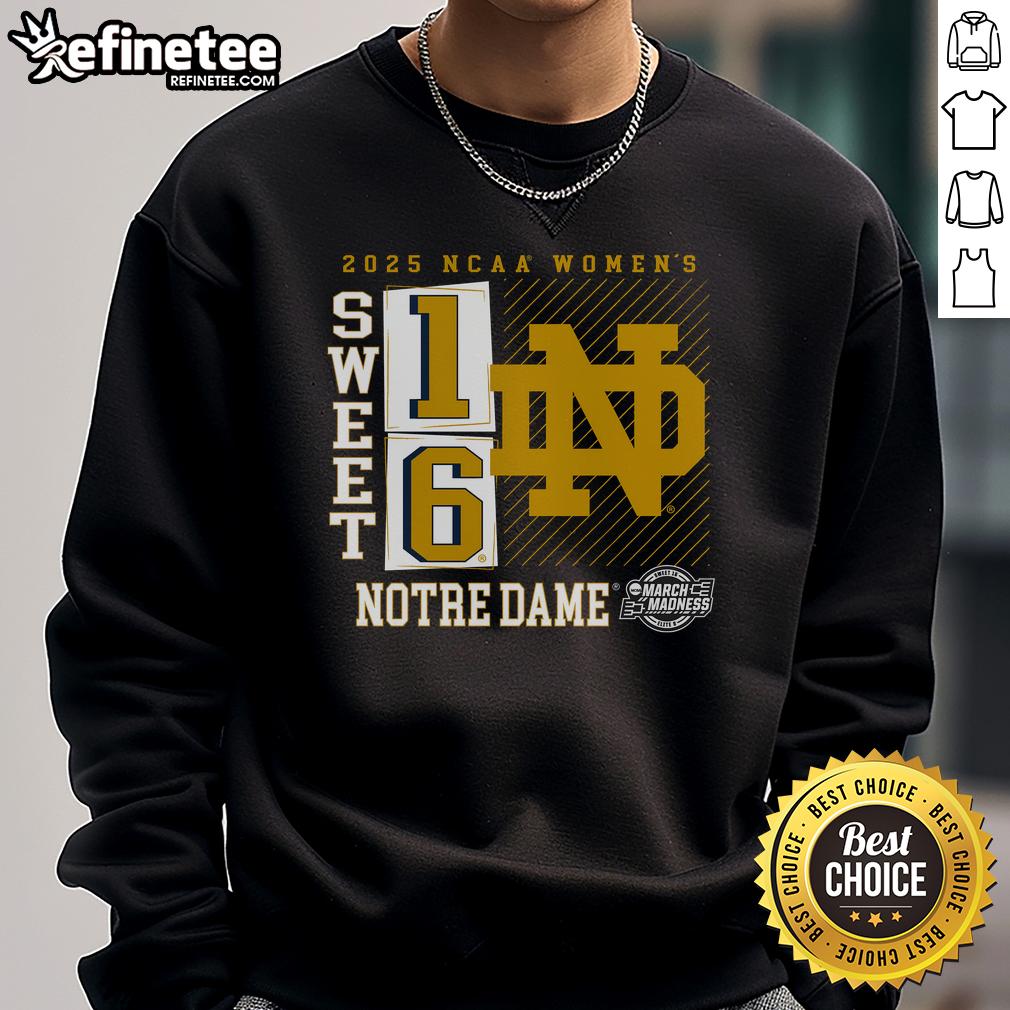 Nice Notre Dame Fighting Irish 2025 NCAA Women's Basketball Tournament March Madness Sweet 16 No Look Pass Sweatshirt Notre Dame Fighting Irish 2025 NCAA Women's Basketball Tournament sweatshirt featuring a no-look pass design for March Madness.