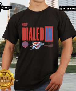 Nice Oklahoma City Thunder Dialed In 2025 Northwest Division Champions T-Shirt featuring team logo and vibrant colors.