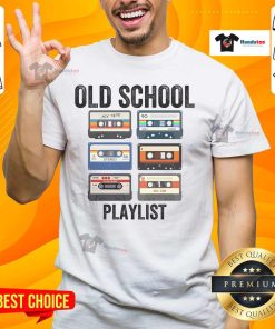 Vintage cassette tapes on a retro t-shirt, celebrating nostalgic 70s and 80s music with a nice old school playlist design.