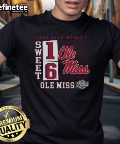 Ole Miss Rebels 2025 NCAA Women's Basketball Tournament Sweet 16 T-Shirt featuring a no-look pass graphic design.