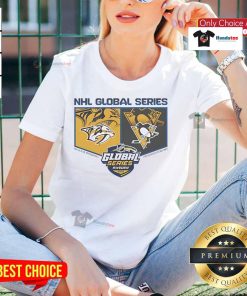 2025 Global Series Ladies Tee featuring Pittsburgh Penguins vs Nashville Predators design, perfect for enthusiastic fans.