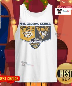 Fan wearing a Nice Pittsburgh Penguins vs Nashville Predators tank top at the 2025 Global Series event.