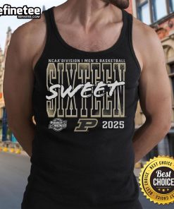 Nice Purdue Boilermakers 2025 NCAA Men's Basketball Tournament Sweet 16 tank top featuring team colors and logo.