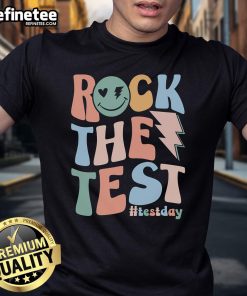 Nice Retro Groovy Rock T-Shirt for Testing Day, featuring a fun design for teachers and students.