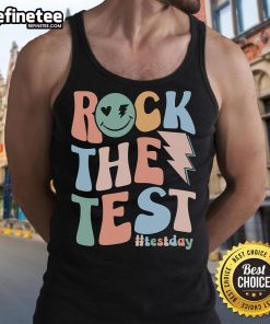 Retro groovy rock tank top for teachers and students on testing day, featuring vibrant colors and fun designs.