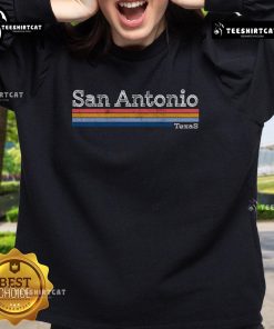 Vintage 80s style San Antonio Texas logo sweatshirt in retro colors, perfect for nostalgia and fashion lovers.