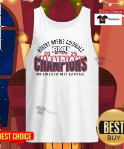 Alt Text: 2025 Horizon League Tournament Champions tank top featuring Nice Robert Morris Colonials men's basketball design.