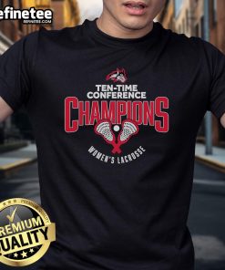 Nice Seawolves Lacrosse T-Shirt celebrating Ten Time Conference Champions, featuring team logo and vibrant design.