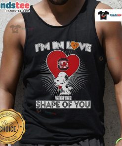 South Carolina Gamecocks tank top with 'I'm In Love With The Shape Of You' design, perfect for fans and summer style.