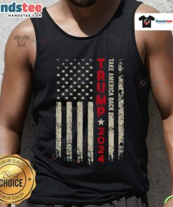 Alt Text: Nice Trump 2024 flag tank top featuring 'Take America Back' design for supporters of Trump 45 and 47.