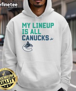 Vancouver Canucks My Lineup Hoodie displayed on a stylish background, showcasing team spirit and comfort for fans.
