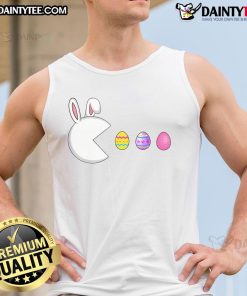 Colorful tank top featuring a fun Easter bunny with video game eggs, perfect for kids and men who love gaming.