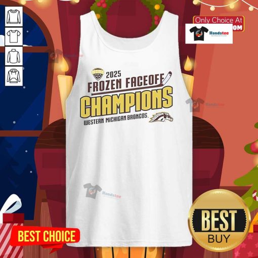 Nice Western Michigan Broncos Fanaticity 2025 Frozen Faceoff Champion tank top in blue, perfect for game day attire.