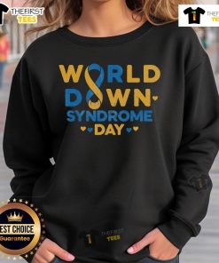 Cozy sweatshirt with 'Nice World' design for Down Syndrome Day awareness and support, promoting inclusivity and love.