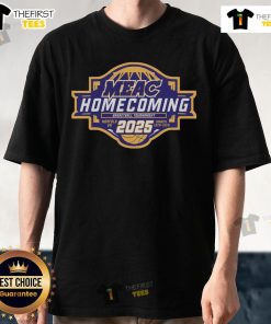 Alt Text: Official 2025 MEAC Homecoming Basketball Tournament logo t-shirt featuring vibrant design and event details.